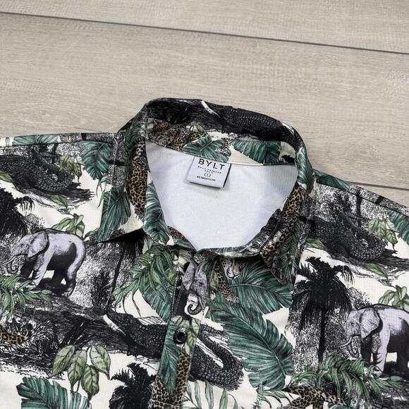 BYLT Printed Jungle Polo Shirt Size L Safari Graphic Stretch Performance Animal - Picture 4 of 9